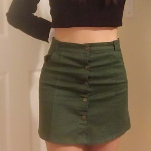 Army green A-line skirt with buttons!!